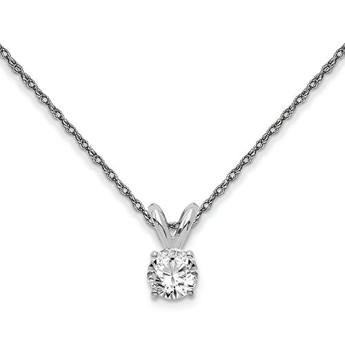 1 Carat Round Diamond Solitaire Necklace in 14K Yellow Gold